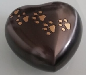 Urne coeur chat en bronze